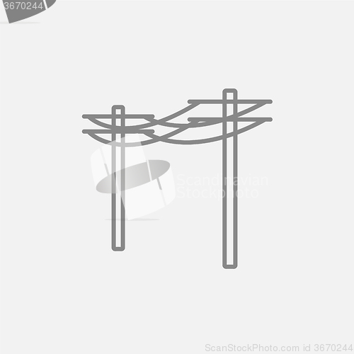 Image of High voltage power lines line icon.