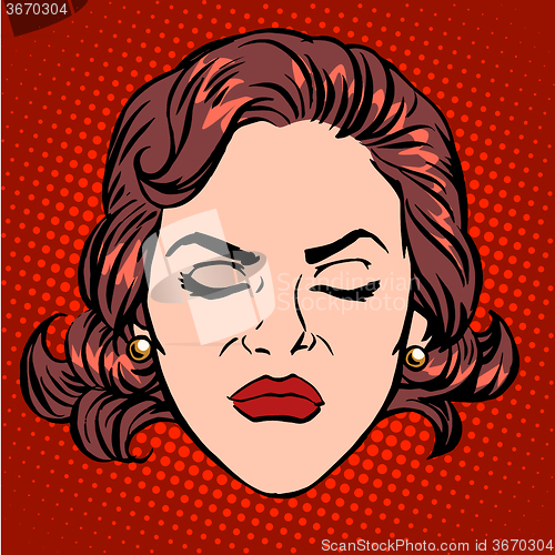 Image of Retro Emoji anger rage woman face