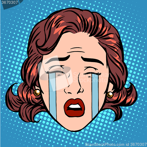 Image of Retro Emoji tears crying sorrow woman face