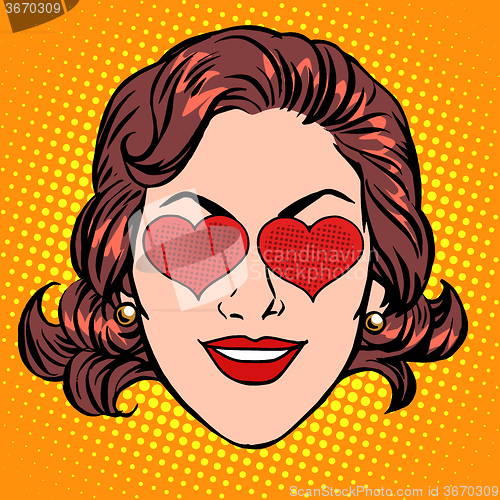 Image of Retro Emoji love heart woman face