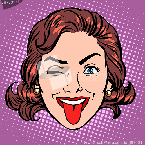 Image of Retro Emoji tongue woman face