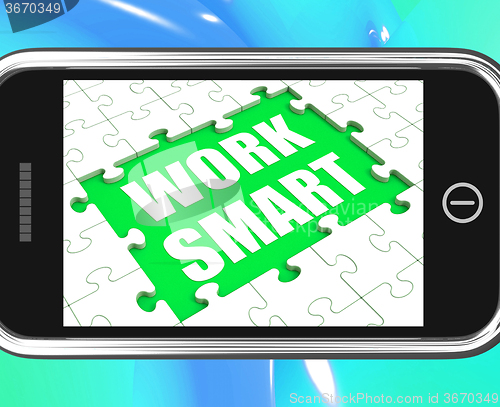 Image of Work Smart Tablet Shows Worker Enhancing Productivity