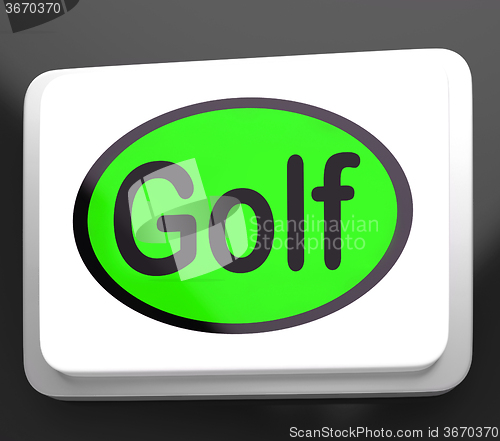 Image of Golf Button Means Golfer Club Or Golfing