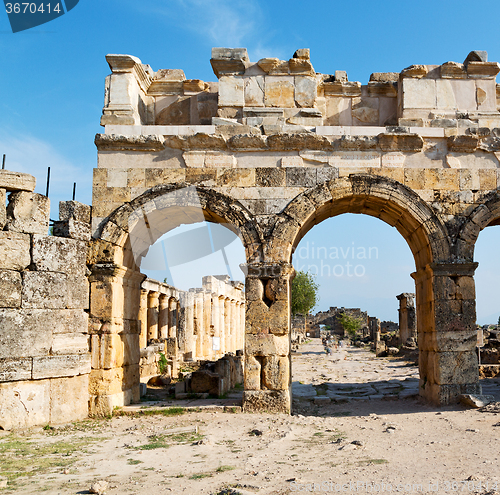 Image of history pamukkale    old construction in asia turkey the column 