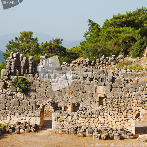 Image of  ruins stone and theatre in  antalya  arykanda turkey asia sky a