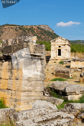 Image of and the roman temple history pamukkale    old construction in as