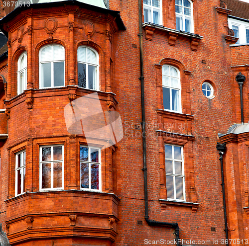 Image of window in europe london old red brick wall and      historical 