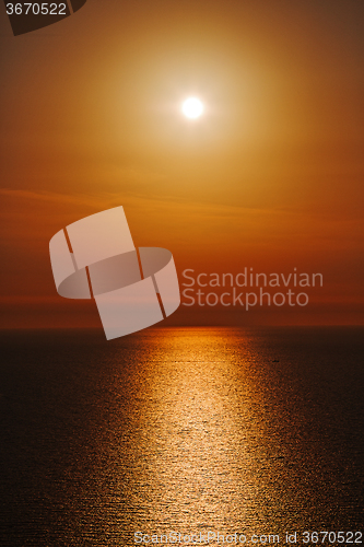 Image of in santorini    greece sunset and the sky mediterranean red sea