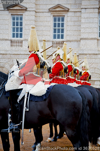 Image of in london england horse and cavalry for    the queen