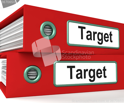 Image of Target Folders Show Business Goals And Objectives