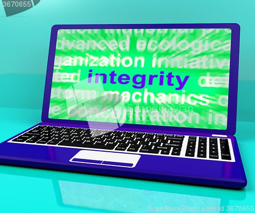 Image of Integrity Laptop Shows Honesty Morality And Trust