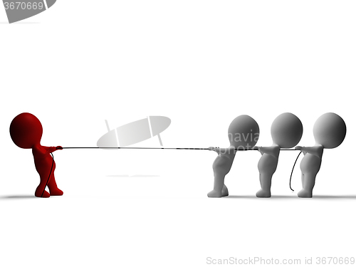 Image of Tug Of War 3d Characters Shows Conflict And Adversity