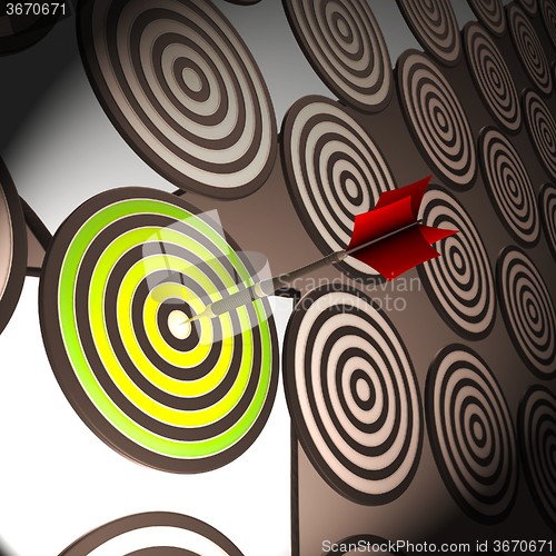 Image of Target Shows Accuracy, Successful Aim And Skill