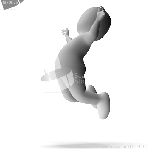 Image of Jumping 3d Character Shows Excitement And Joy
