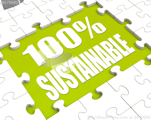 Image of 100% Sustainable Puzzle Shows Environment Protected And Recyclin