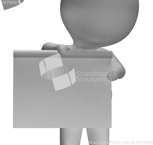 Image of Blank White Board With Copyspace Including 3d Character