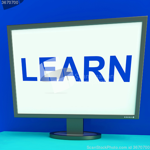 Image of Learn Screen Shows Web Learning Or Online Studying