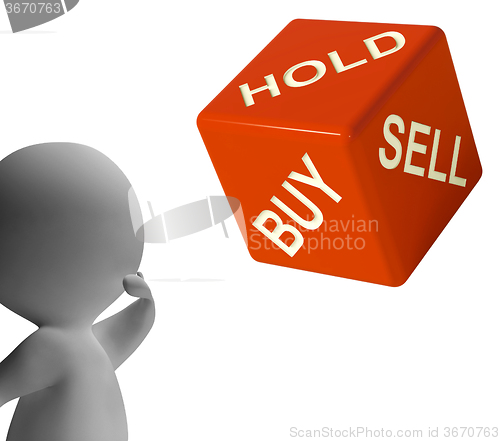 Image of Buy Hold And Sell Dice Represents Stocks Strategy