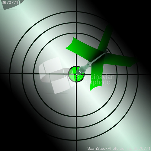 Image of Arrow Aiming On Dartboard Showing Targeting Perfection