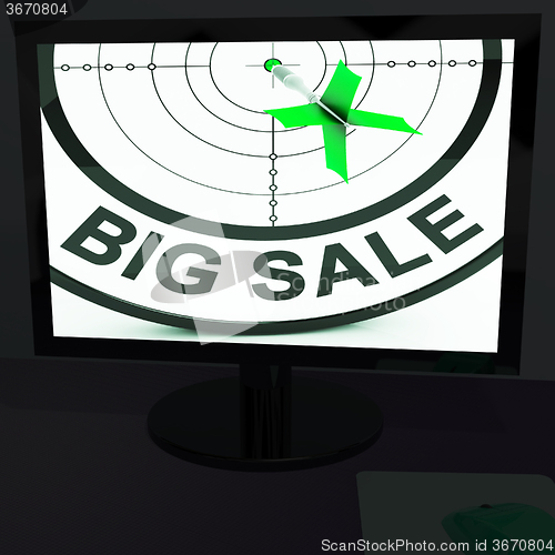 Image of Big Sale On Monitor Shows Big Promotions