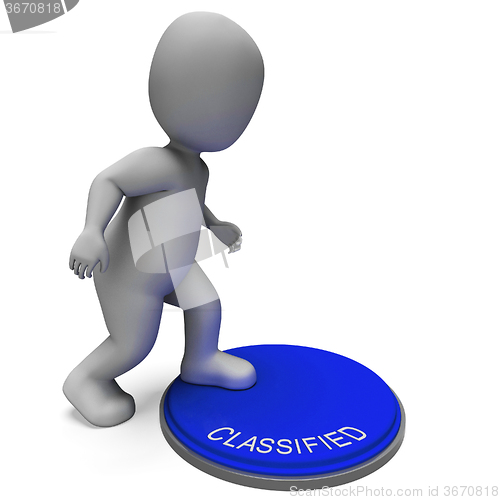 Image of Classified Button Shows Private Document And Confidentiality