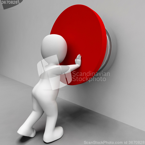 Image of Man Pushing Button Shows Controlling