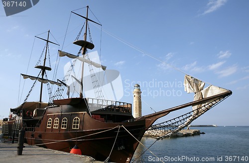 Image of Pirate ship in harbour