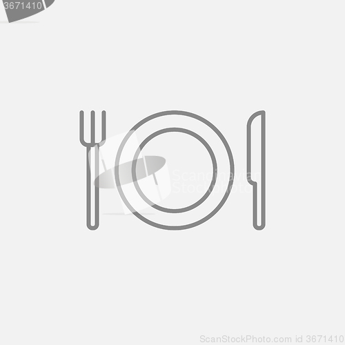 Image of Plate with cutlery line icon.