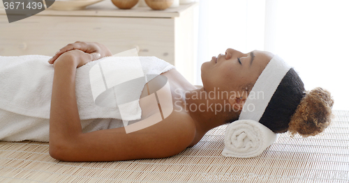 Image of Young Female Relaxing In Spa Salon