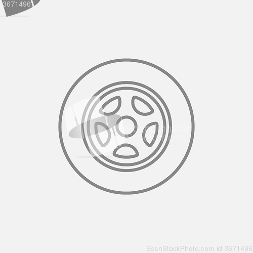 Image of Car wheel line icon.