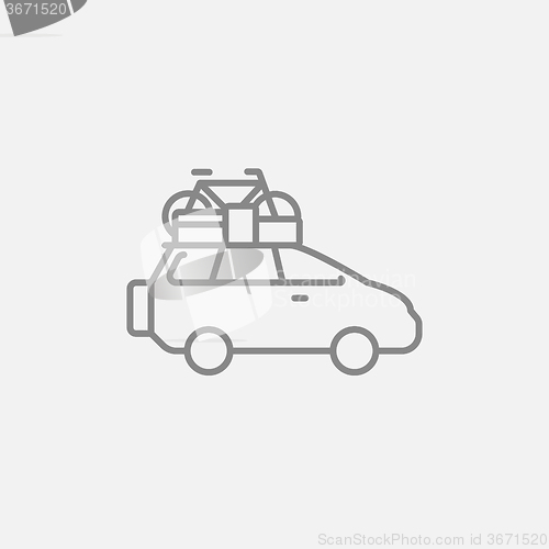 Image of Car with bicycle mounted to the roof line icon.