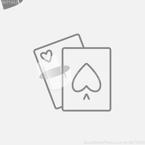 Image of Playing cards line icon.