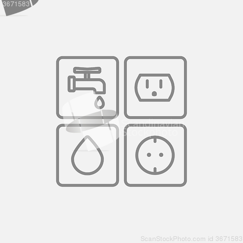 Image of Utilities signs electricity and water line icon.