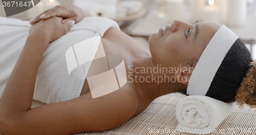 Image of Woman Relaxing In Spa Salon