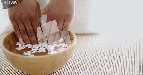 Image of Female Hands And Manicure In Spa Salon