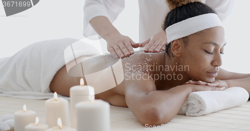 Image of African-American Woman Getting Spa Treatment