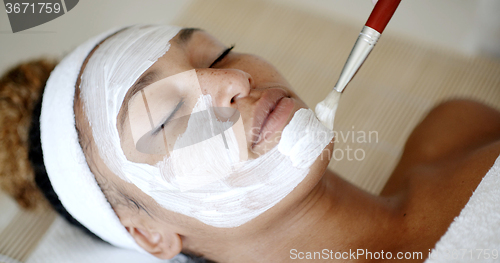 Image of Cosmetician Applying Facial Mask