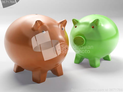 Image of Pair Of Pigs Shows Investment And Security