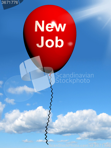 Image of New Job Balloon Shows New Beginnings in Careers