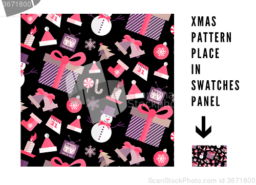 Image of Seamless pattern with Christmas elements