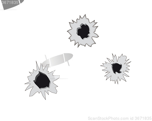 Image of three bullet holes