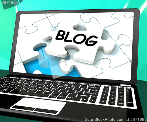 Image of Blog On Laptop Shows Online Web Blogging Or Weblog Website