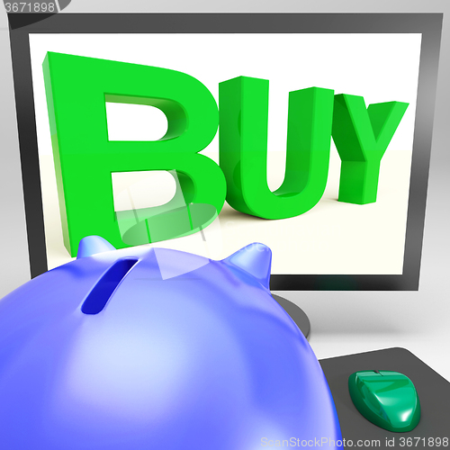 Image of Buy On Monitor Shows Shopping