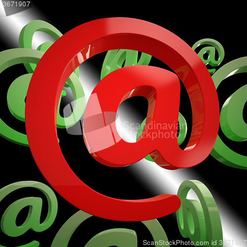 Image of At Sign Shows Communication Through Internet Mailing