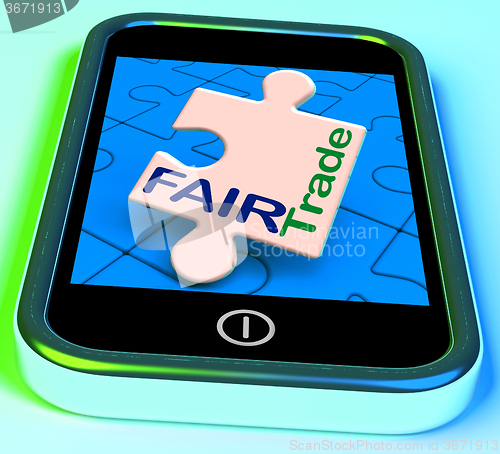 Image of Fairtrade On Phone Shows Fair Trade Product Or Products