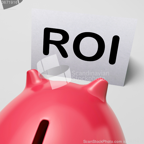 Image of ROI Piggy Bank Means Investing Financing And Return