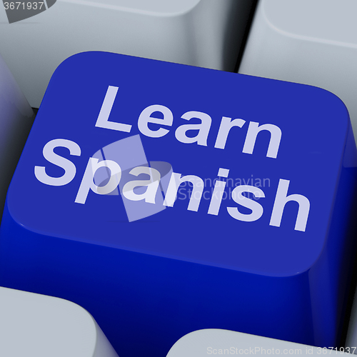 Image of Learn Spanish Key Shows Studying Language Online