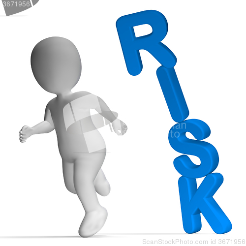 Image of Risk And 3d Character Showing Peril And Uncertainty 