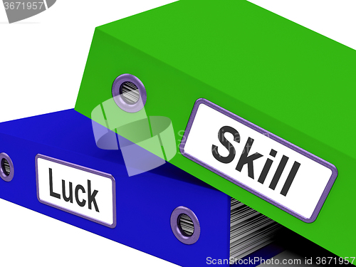 Image of Skill And Luck Folders Show Expertise Or Chance