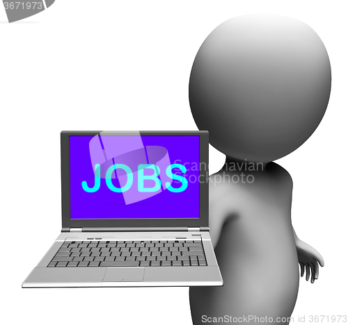 Image of Jobs On Laptop Shows Unemployment Employment Or Hiring Online